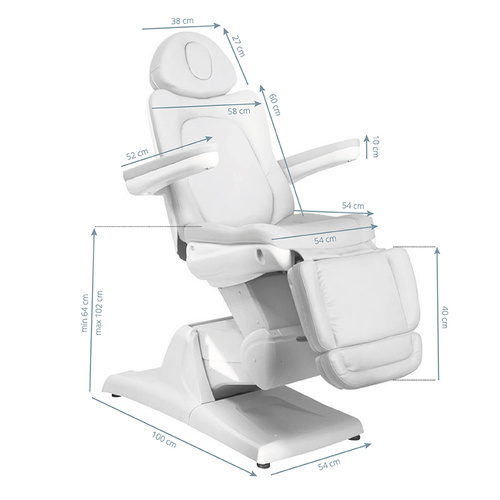 Electr. cosmetic chair azzurro 870 3 siln. white