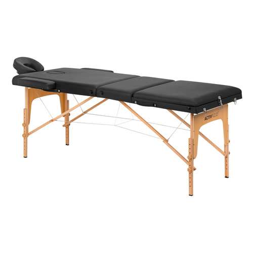 Folding massage table wooden comfort activ fizjo lux 3 segment table 190x70 black