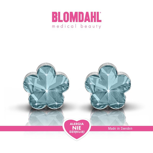 Kolczyki hipoalergiczne Flower Aquamarine 6mm SFJ plastik medyczny