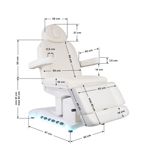 Electr. cosmetic chair azzurro 708b exclusive 4 motor heated