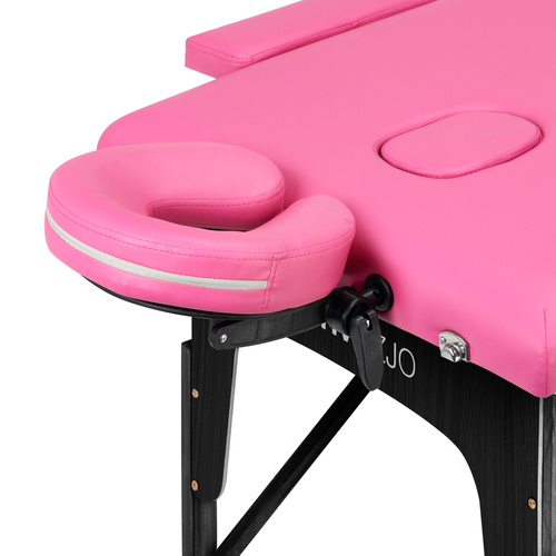 Folding massage table wooden comfort activ fizjo 2 segment pink black wood