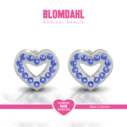 Kolczyki hipoalergiczne Brilliance Heart Hollow Sapphire 10 mm SFJ plastik medyczny