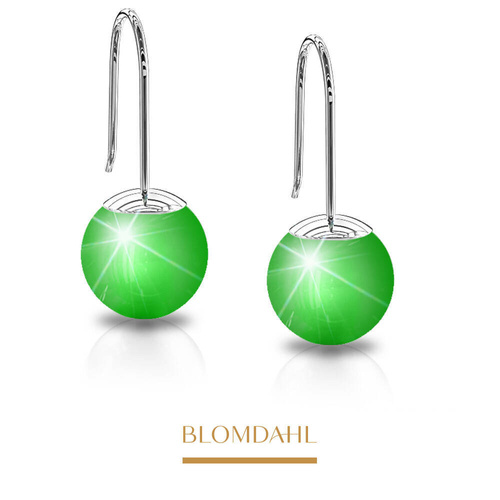 Mini Pendant Pearl Electric Green 6 mm earrings SFJ pure medical titanium