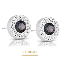 Kolczyki hipoalergiczne Brilliance Halo Crystal/ Black Diamond 8 mm SFJ srebrny tytan medyczny