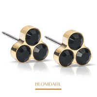 Clover Black 8 mm hypoallergenic earrings SFJ gold medical titanium