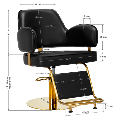 Gabbiano hairdressing chair linz gold black disc