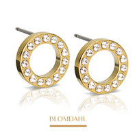 Brilliance Puck Hollow Crystal 10 mm earrings SFJ gold medical titanium