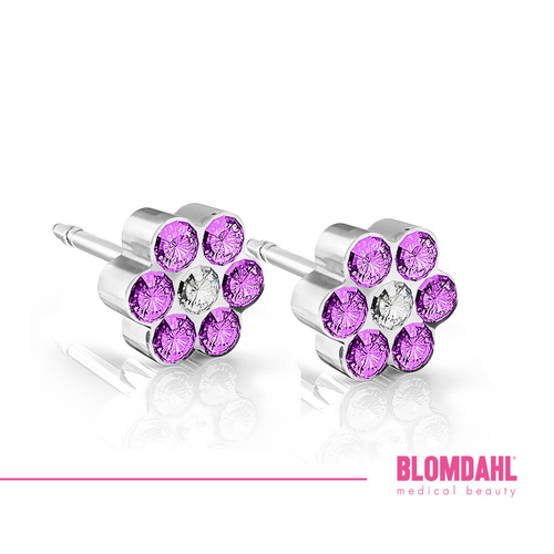 Daisy Violet/ Crystal 5 mm earrings SFJ medical plastic