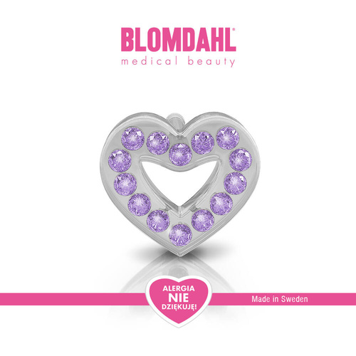 Kolczyki hipoalergiczne Brilliance Heart Hollow Violet 10 mm SFJ plastik medyczny