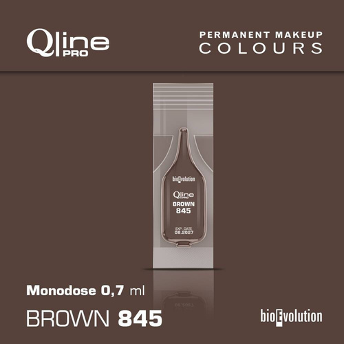 Disposable pigment for brow permanent makeup Bioevolution Brown 845 Qline Pro 0.7ml monodose 