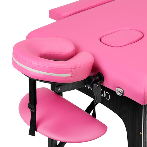 Folding massage table wooden comfort activ fizjo 2 segment pink black wood