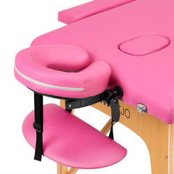 Folding massage table wooden comfort activ fizjo 2 segment pink