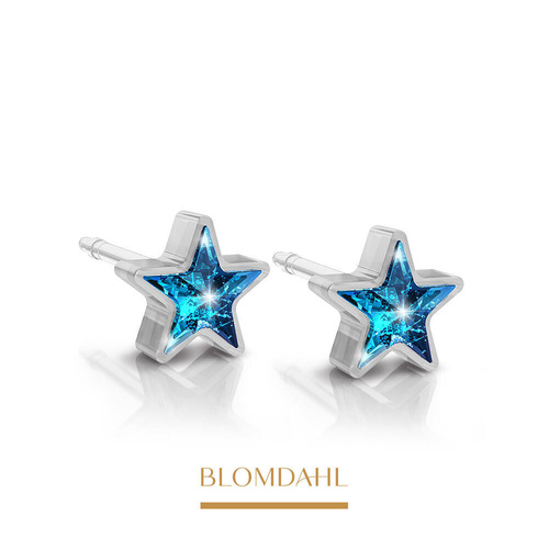 Star Aquamarine 6 mm earrings SFJ medical plastic