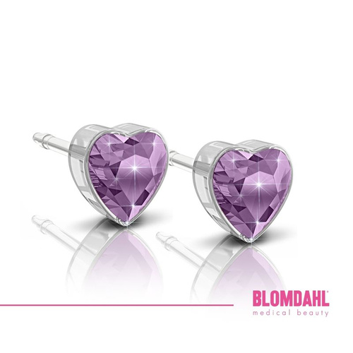 Kolczyki hipoalergiczne Heart Light Amethyst 6 mm SFJ plastik medyczny