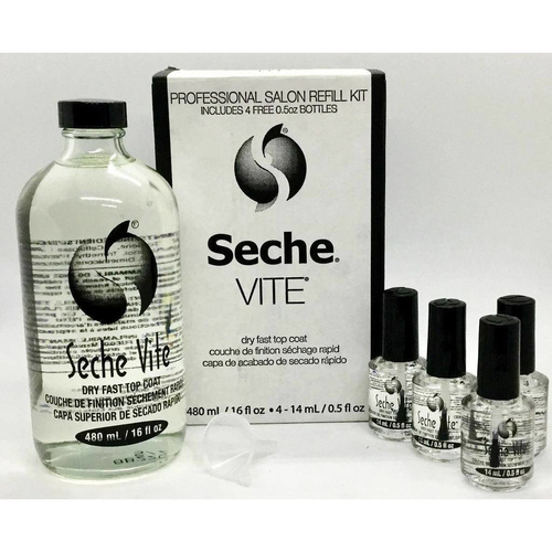 Seche Vite Top Coat 480ml + 4x14ml refill - nail polish top coat