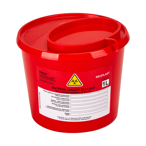 Medical waste container 1 l red