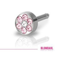 Kolczyk do przekłuwania uszu Brilliance Plenary Light Rose/ Crystal 5 mm naturalny tytan medyczny