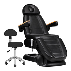 Fotel kosmetyczny elektryczny sillon lux 273b + taboret 304 czarny