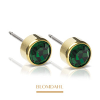 Hypoallergenic Bezel Emerald 6 mm SFJ gold titanium medical earrings