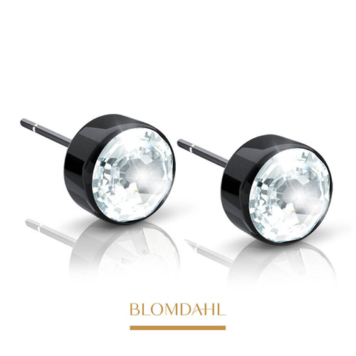 Bezel Crystal 6 mm earrings SFJ black medical titanium