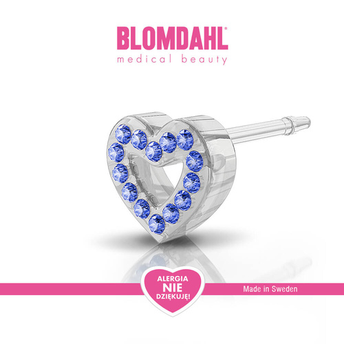 Kolczyki hipoalergiczne Brilliance Heart Hollow Sapphire 10 mm SFJ plastik medyczny