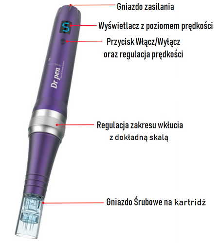 Dr pen x5-c lcd - wired dermapen original+10 needles