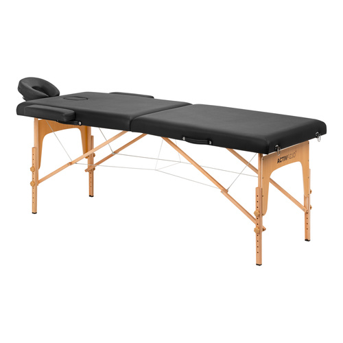 Folding massage table wooden comfort activ fizjo lux 2 segmented 190x70 black