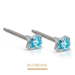 Tiffany Cz Aquamarine 3 mm earrings SFJ silver medical titanium