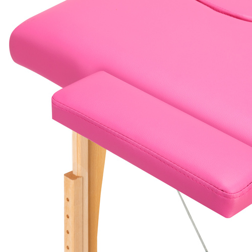 Folding massage table wooden comfort activ fizjo 2 segment pink