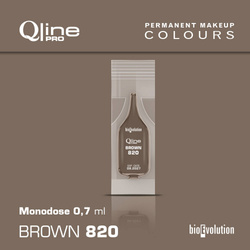 Disposable pigment for brow permanent makeup Bioevolution Brown 820 Qline Pro 0.7ml monodose