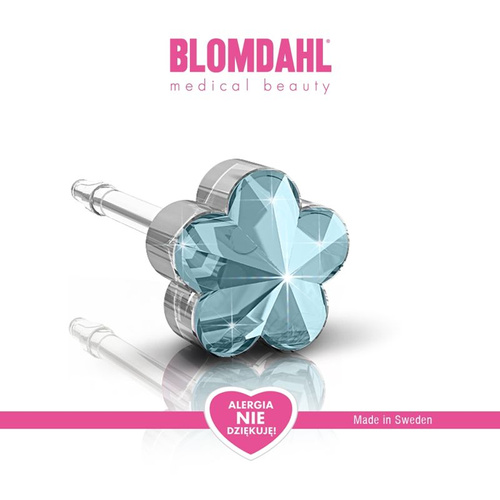 Kolczyki hipoalergiczne Flower Aquamarine 6mm SFJ plastik medyczny