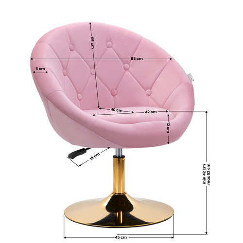 4rico swivel chair qs-bl12g velvet pink