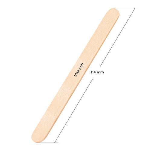 Szpatułka drewniana średnia 114 x 10 x 2 mm - 100 sztuk