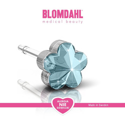 Kolczyki hipoalergiczne Flower Aquamarine 6mm SFJ plastik medyczny