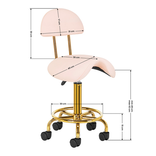 Taboret kosmetyczny 6001-g złoto - różowy