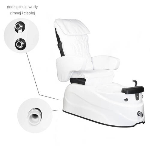 Fotel pedicure spa as-122 white z funkcją masażu i pompą