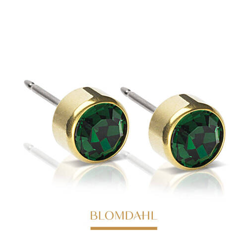 Kolczyki hipoalergiczne Bezel Emerald 5 mm SFJ złoty tytan medyczny