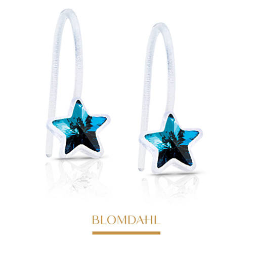 Kolczyki hipoalergiczne Star Aquamarine 6 mm SFJ plastik medyczny