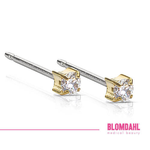 Kolczyki hipoalergiczne Tiffany Cz White 3 mm SFJ złoty tytan medyczny